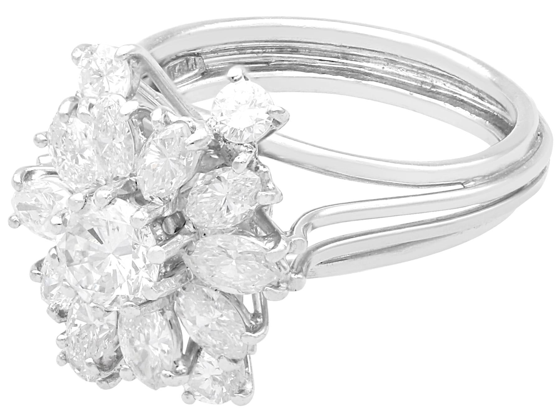Round Cut 1950s 2.76 Carat Diamond and Platinum Engagement Ring For Sale