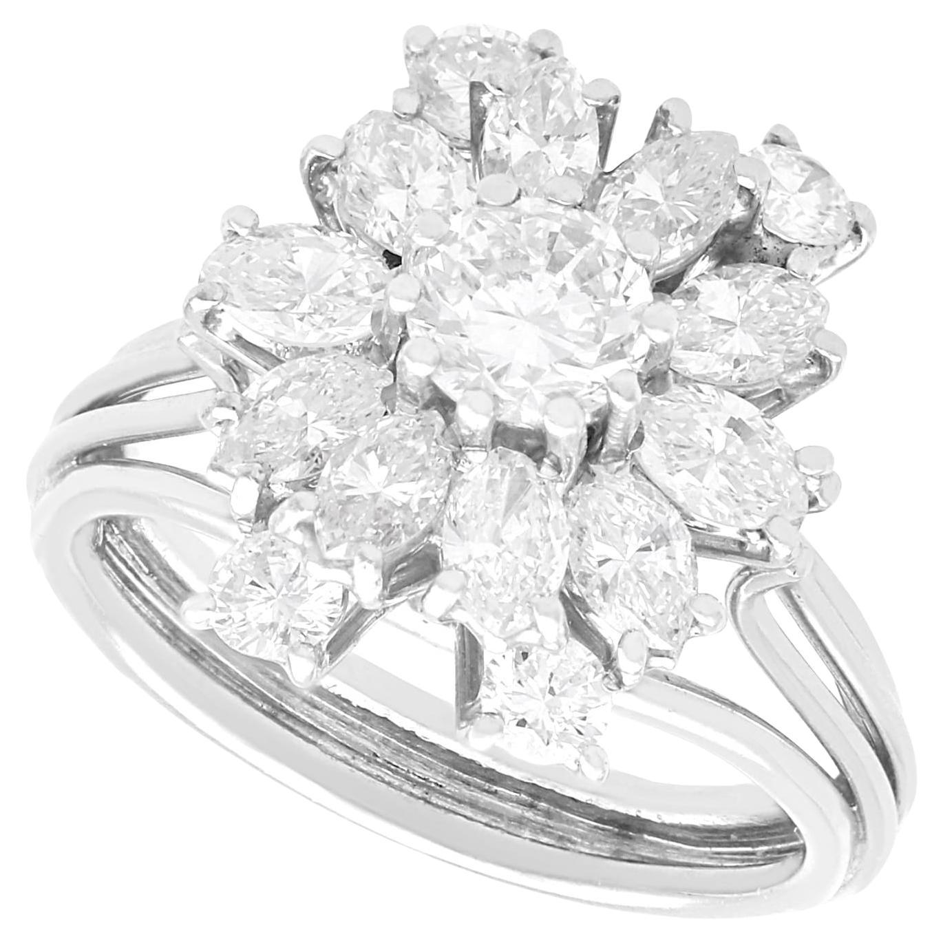 1950s 2.76 Carat Diamond and Platinum Engagement Ring For Sale