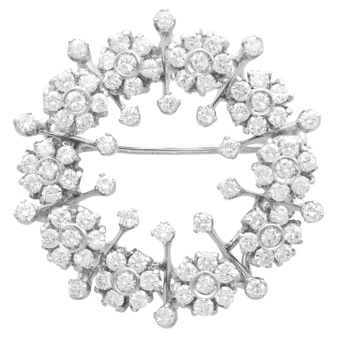 Vintage 2.78ct Diamond and 18ct White Gold Brooch For Sale