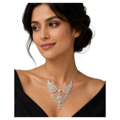 Vintage Diamond 2.80 Carat 14K White Gold Openwork Necklace
