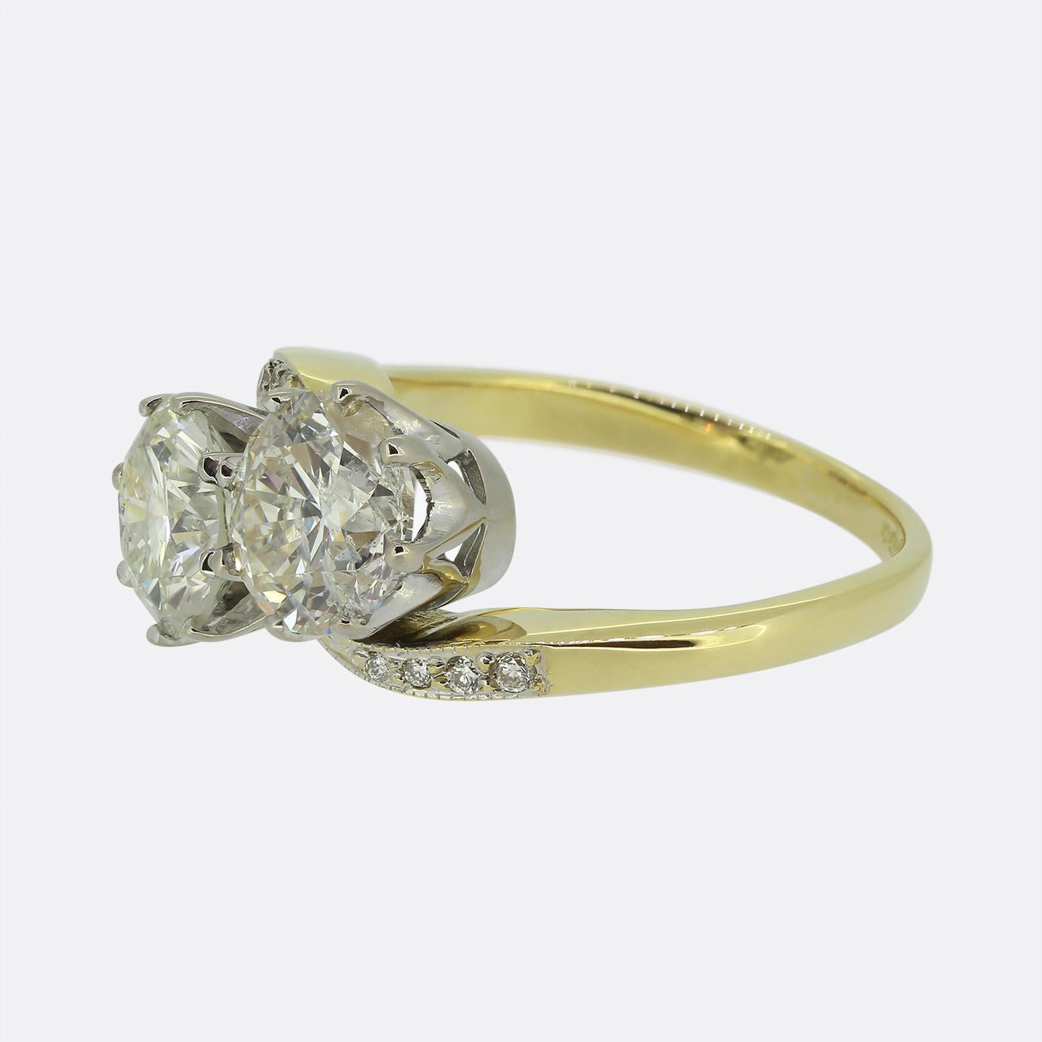 Vintage 2,80 Karat Diamant Crossover Ring (Rundschliff) im Angebot