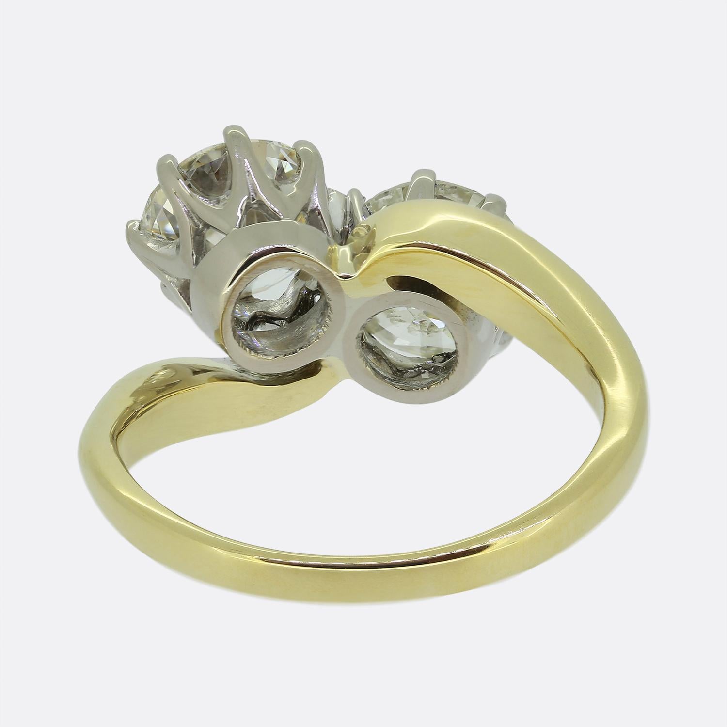 Vintage 2,80 Karat Diamant Crossover Ring im Zustand „Hervorragend“ im Angebot in London, GB