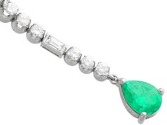 Vintage 2.80 Carat Emerald and 2.92 Carat Diamond Platinum Drop Earrings