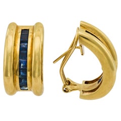Orecchini vintage in oro giallo 14k con zaffiro da 2,80 carati