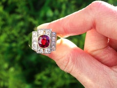 Vintage 2.84 Carat Thai Ruby and 1.45 Carat Diamond Yellow Gold Cocktail Ring
