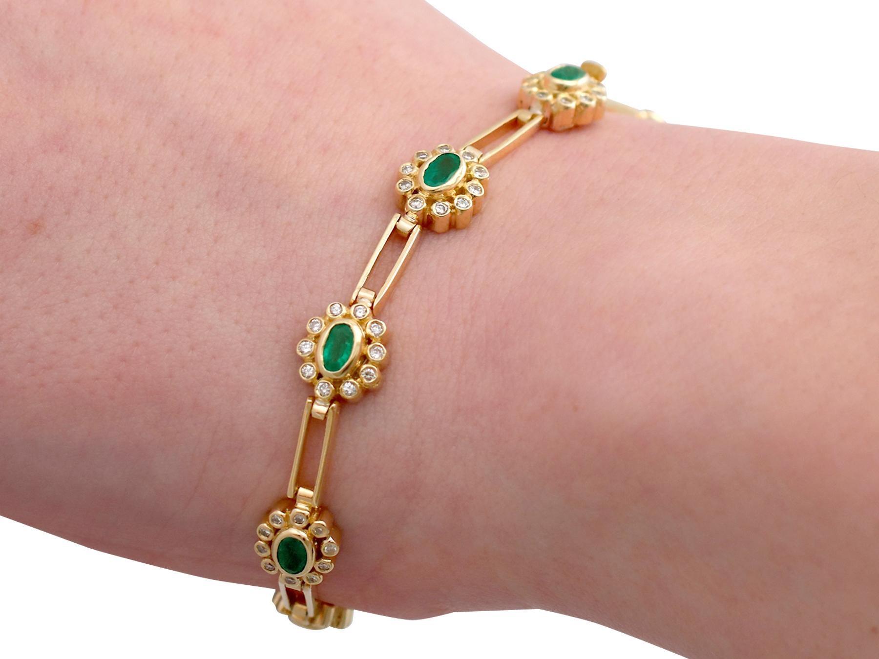 Vintage 2.85 Carat Emerald, 2.25 Carat Diamond and Yellow Gold Bracelet 6