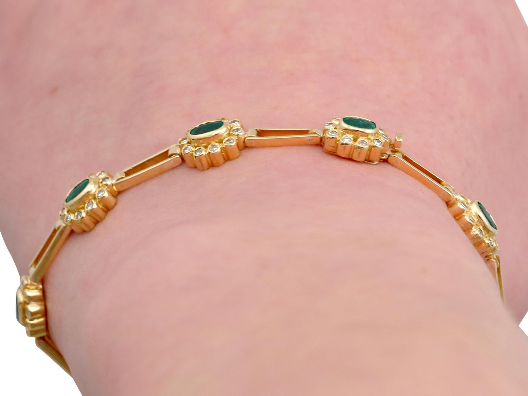Vintage 2.85 Carat Emerald, 2.25 Carat Diamond and Yellow Gold Bracelet 7