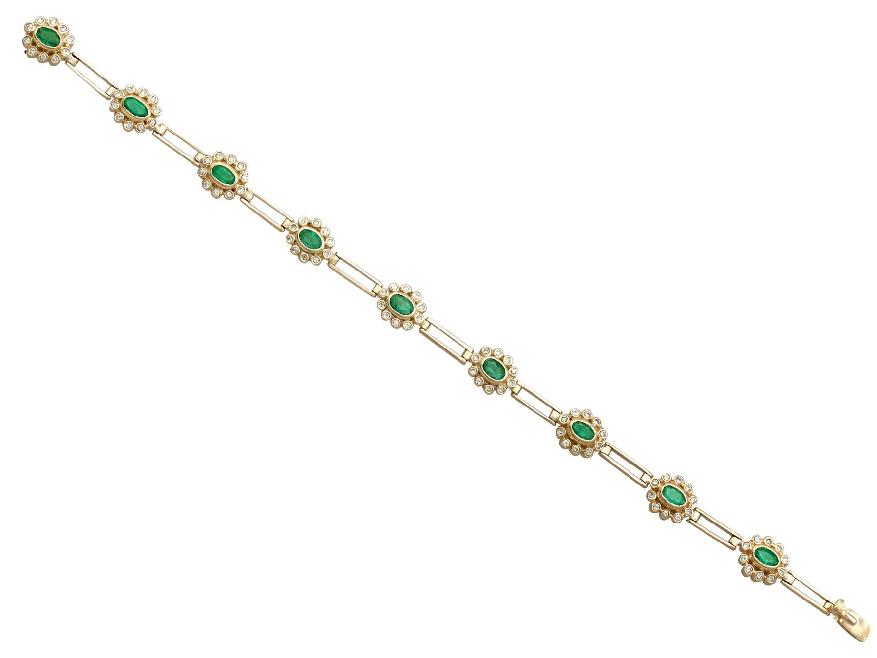 Vintage 2.85 Carat Emerald, 2.25 Carat Diamond and Yellow Gold Bracelet In Excellent Condition In Jesmond, Newcastle Upon Tyne