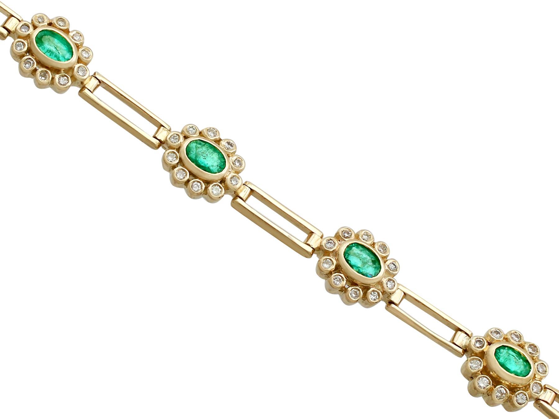 Vintage 2.85 Carat Emerald, 2.25 Carat Diamond and Yellow Gold Bracelet 1