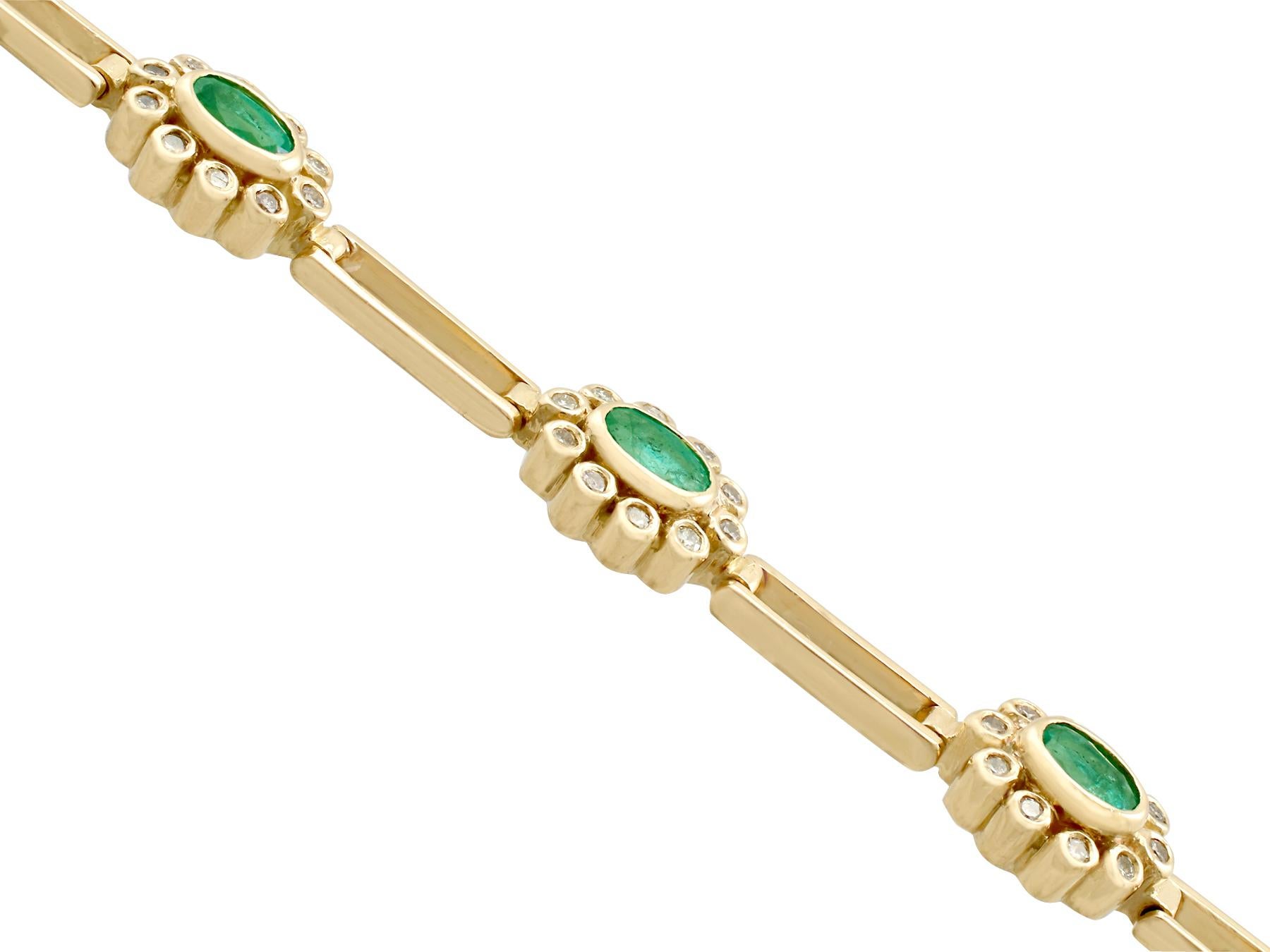 Vintage 2.85 Carat Emerald, 2.25 Carat Diamond and Yellow Gold Bracelet 2