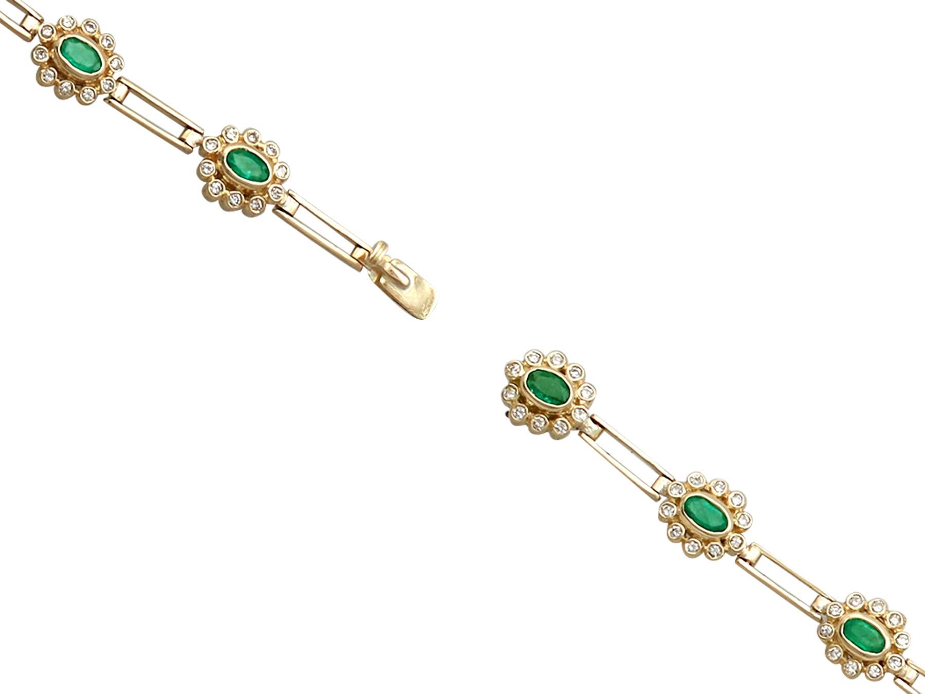 Vintage 2.85 Carat Emerald, 2.25 Carat Diamond and Yellow Gold Bracelet 3