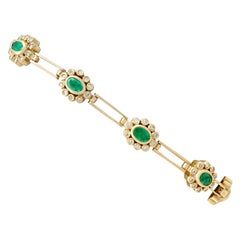 Vintage 2.85 Carat Emerald, 2.25 Carat Diamond and Yellow Gold Bracelet