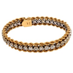 Vintage 2.85 carat total weight diamond 14k yellow gold bracelet