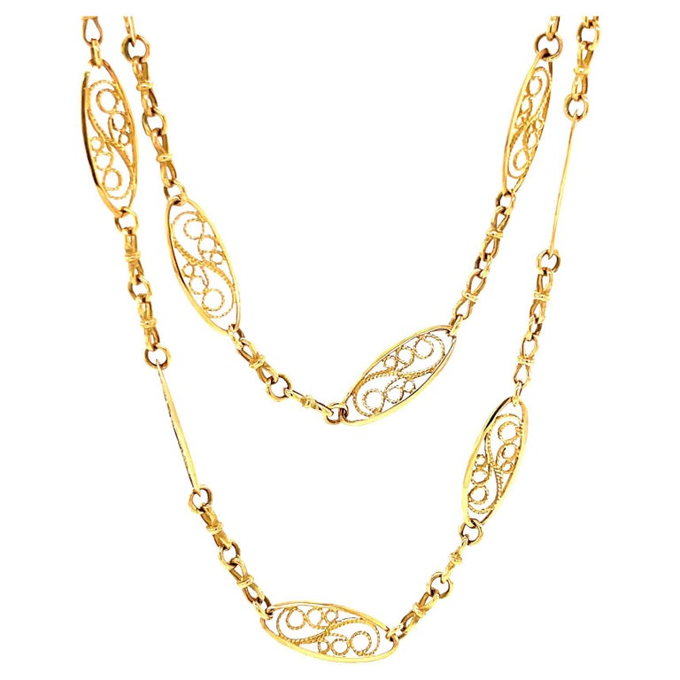 Vintage French 18 Karat Gold Necklace For Sale at 1stDibs