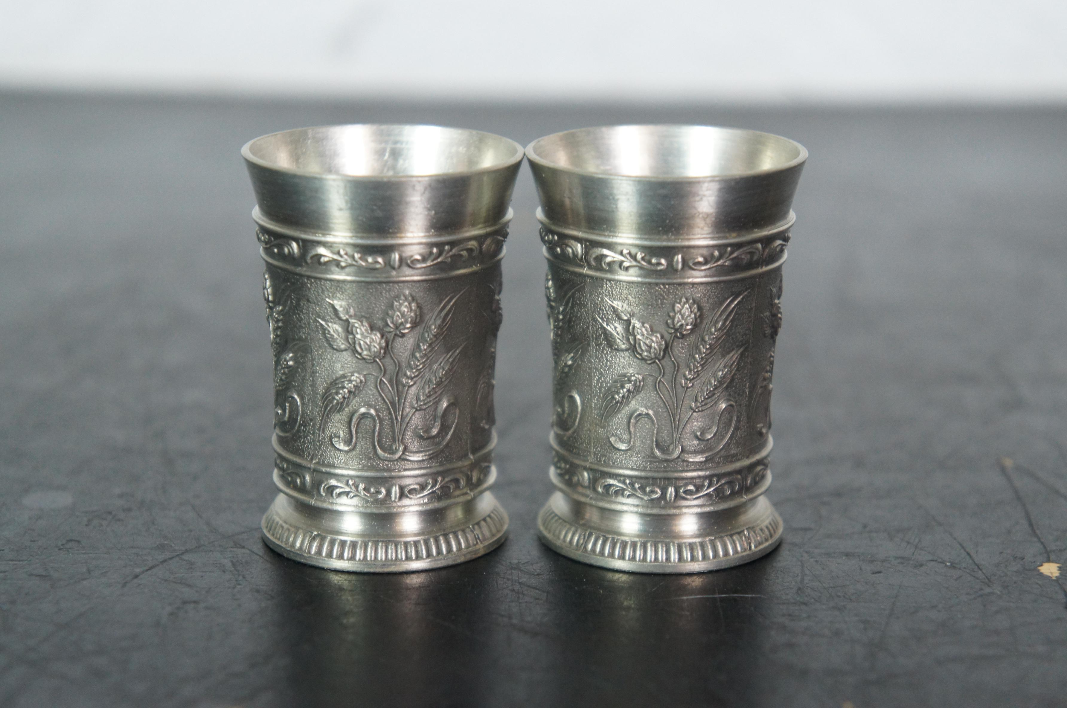 Vintage Lote de 29 unidades Copas de aguardiente de estaño alemán Zinn Vasos de chupito de 2