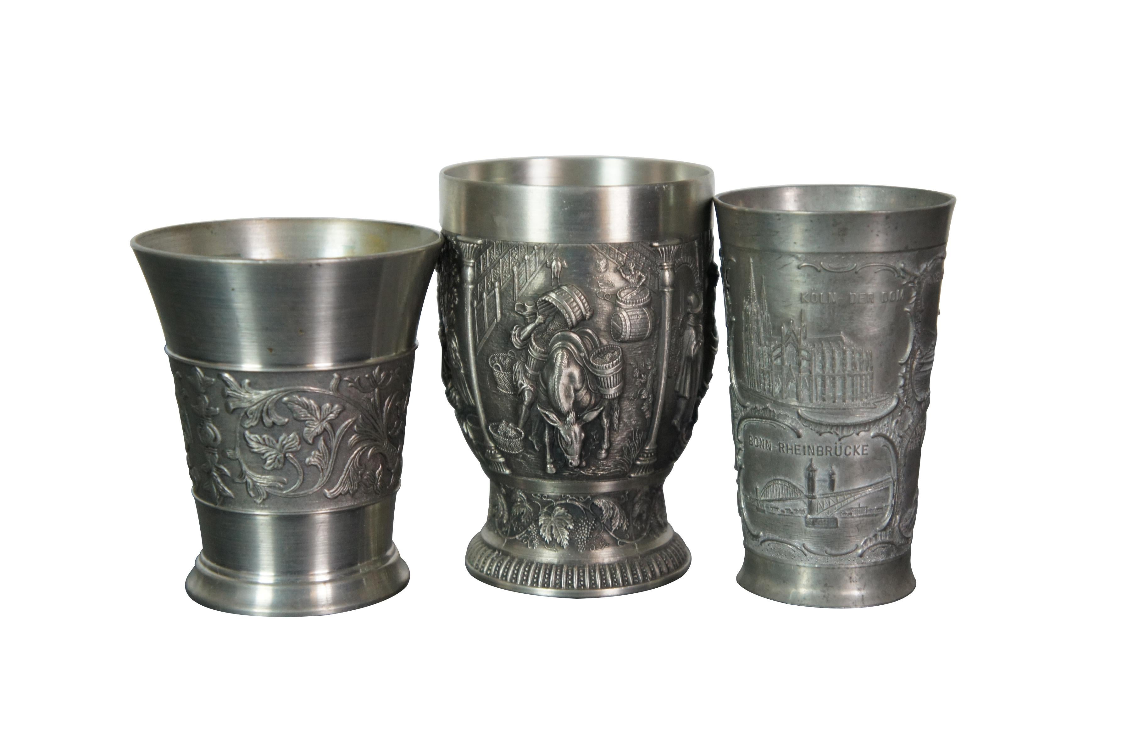 Vintage Lote de 29 unidades Copas de aguardiente de estaño alemán Zinn Vasos de chupito de 2