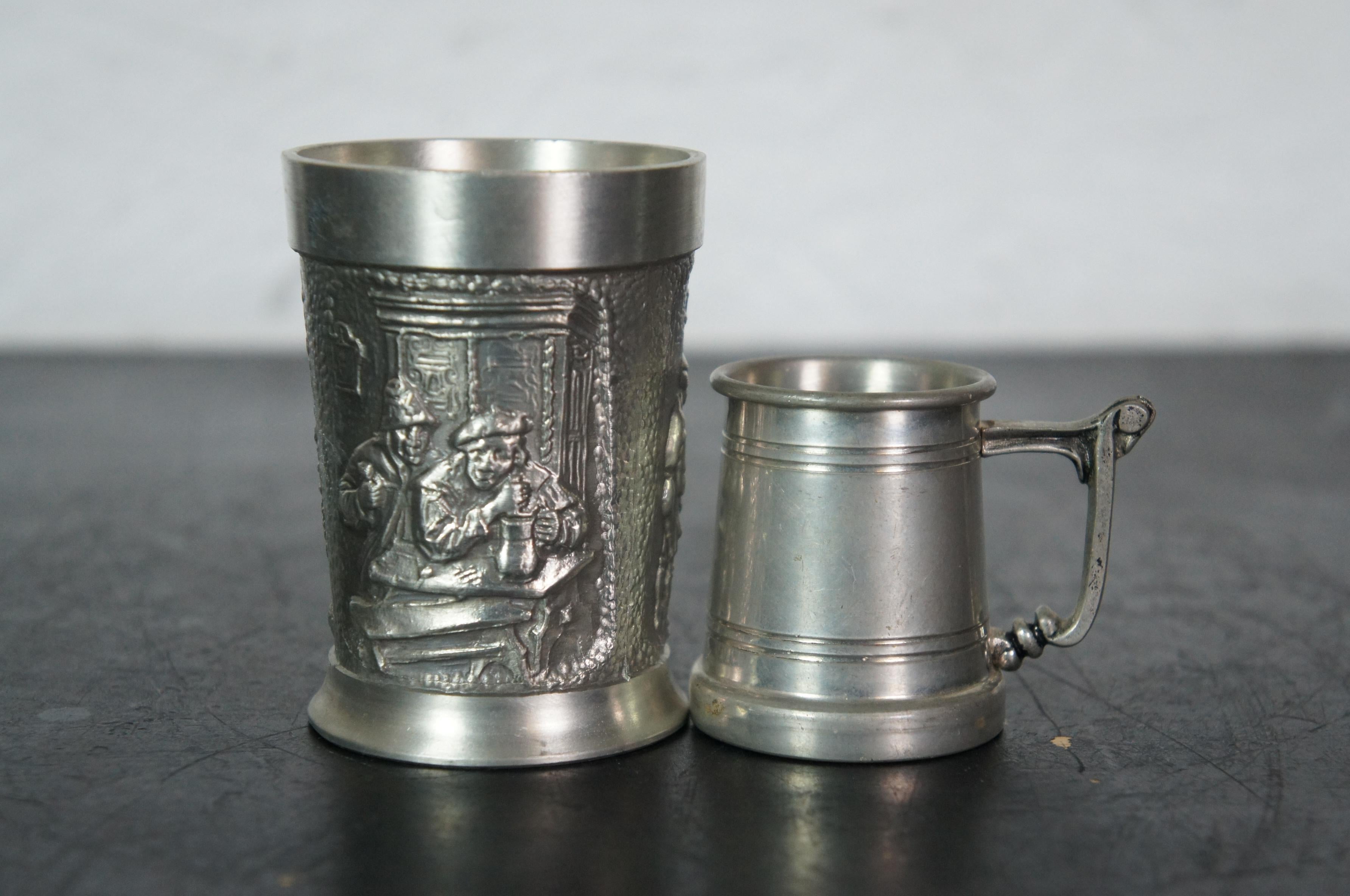 Vintage Lote de 29 unidades Copas de aguardiente de estaño alemán Zinn Vasos de chupito de 2