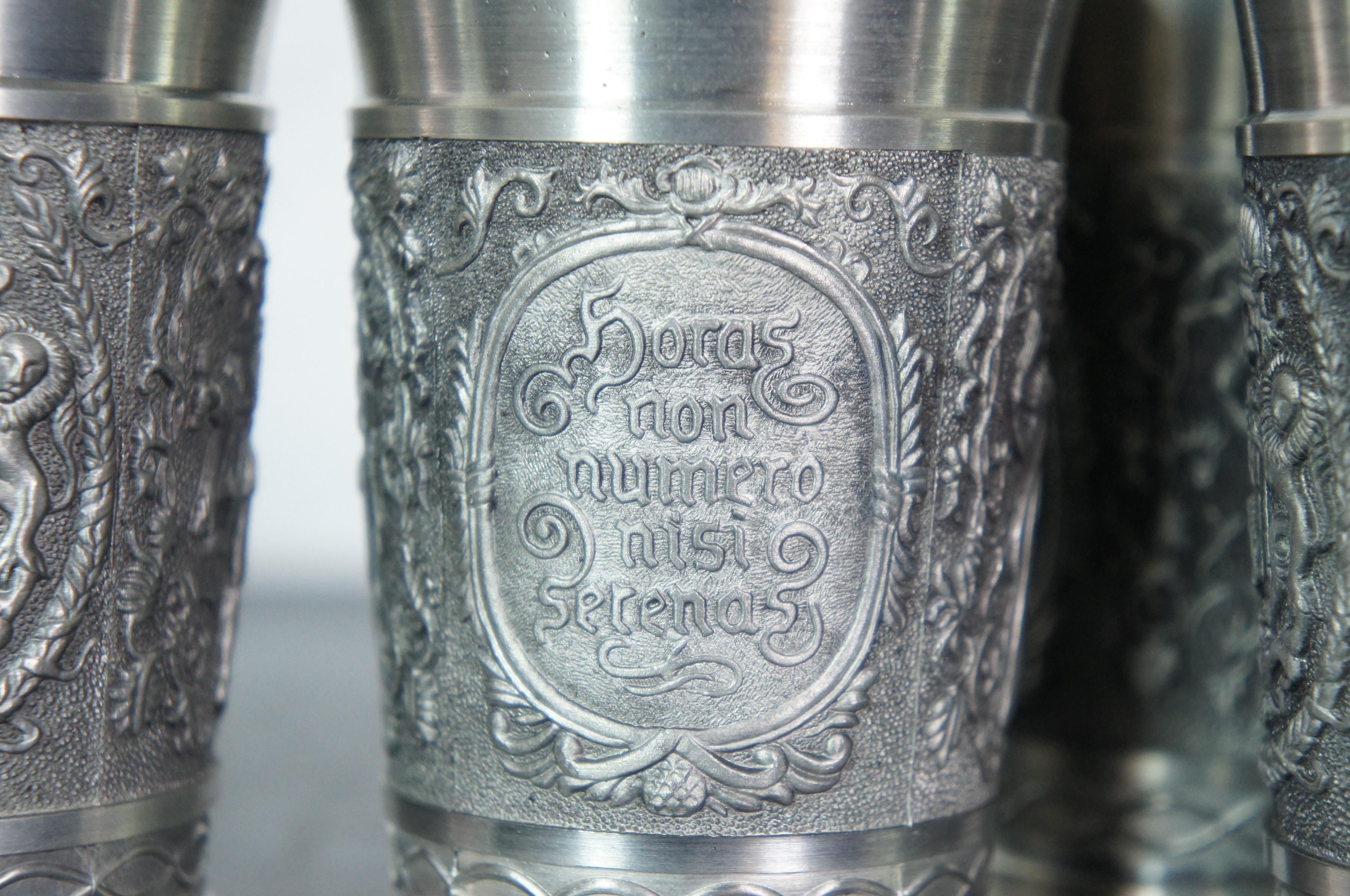 Vintage Lote de 29 unidades Copas de aguardiente de estaño alemán Zinn Vasos de chupito de 2