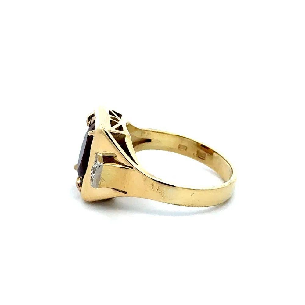 Women's Vintage 2.90 Carat Purple Pink Rubellite Tourmaline and Diamond Gold Retro Ring For Sale