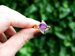 Vintage 2.91 Carat Sapphire and 0.15 Carat Diamond Yellow Gold Cocktail Ring