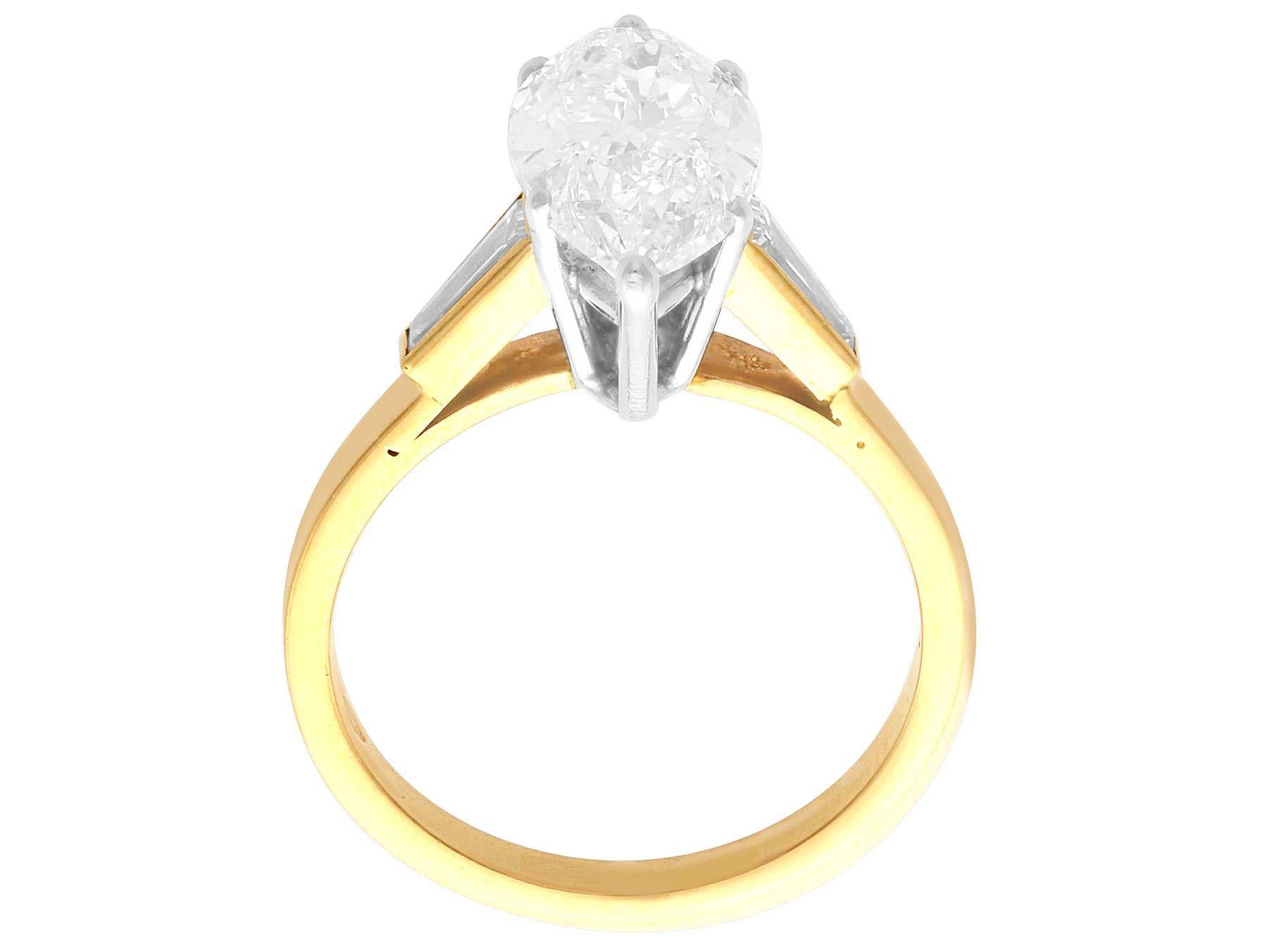 Women's or Men's Vintage 2.92 Carat Diamond and Yellow Gold Solitaire Ring For Sale