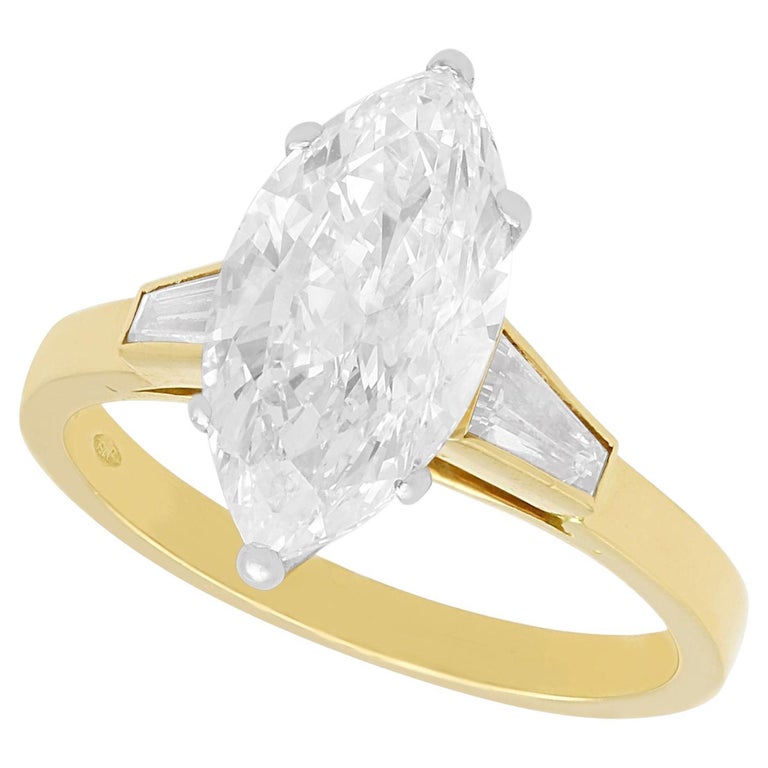 Vintage 2.92 Carat Diamond and Yellow Gold Solitaire Ring Circa 1990 For Sale