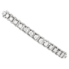 Bracelet français vintage en or blanc 18 carats et diamants de 2,92 carats