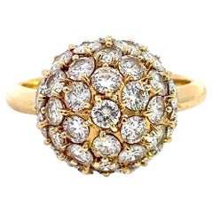 Vintage 2.95CT Diamond 18KT Yellow Gold Bombe Cocktail Ring