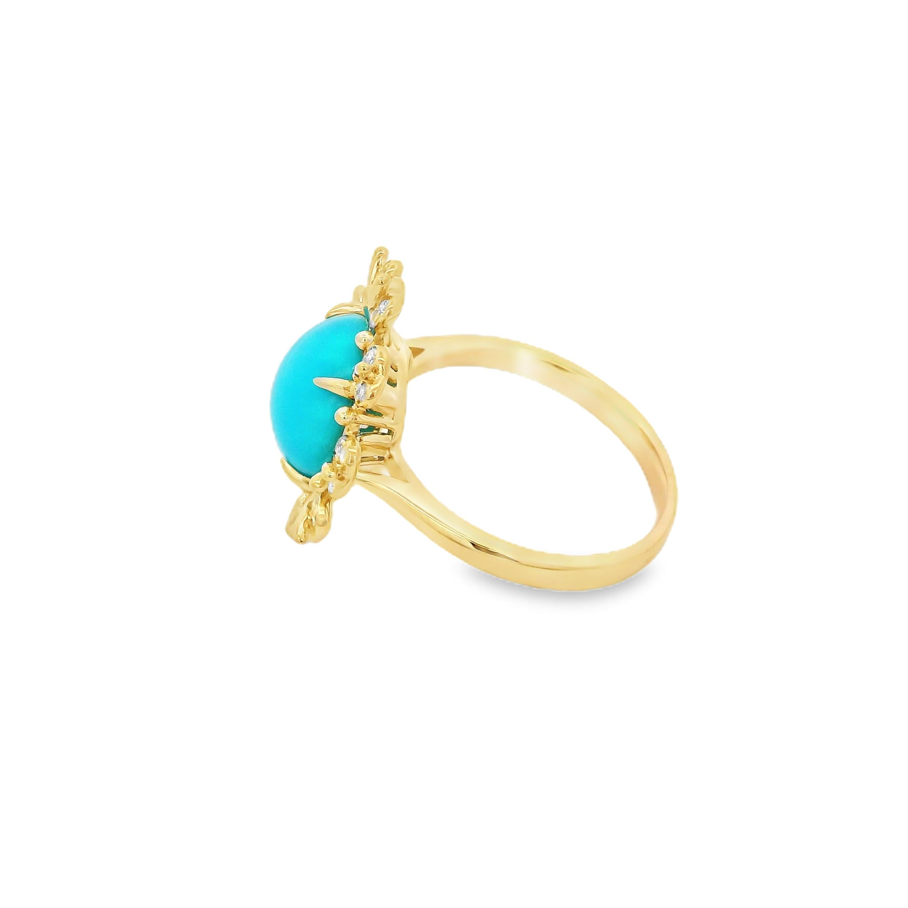 Vintage 2.97Ct Sleeping Beauty Turquoise Diamond Ring in 14K Yellow Gold 1