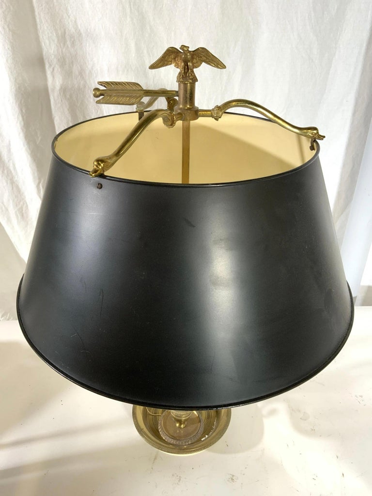 Empire Vintage 3 Arm Brass & Tole Bouillotte Lamp For Sale