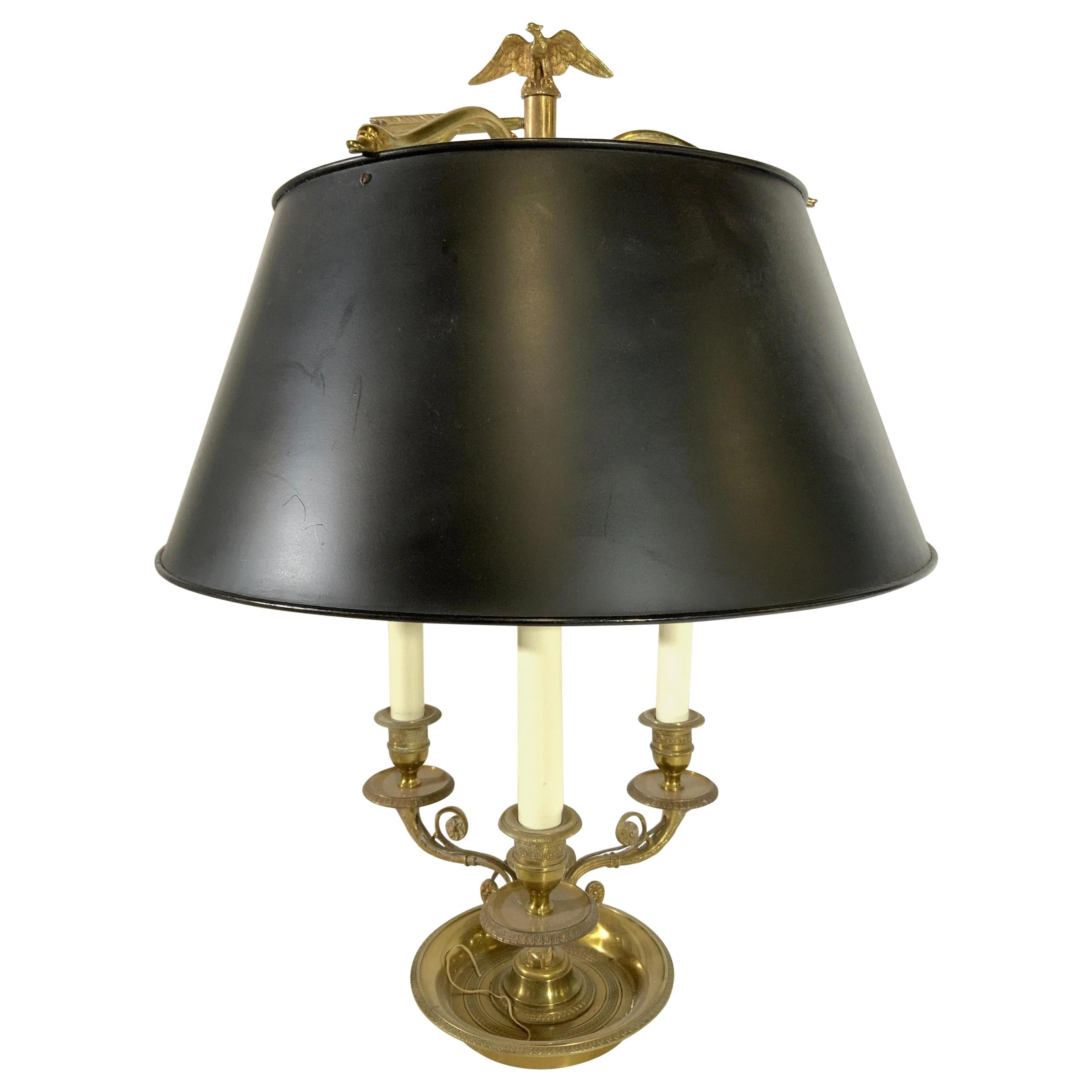 Vintage 3 Arm Brass & Tole Bouillotte Lamp