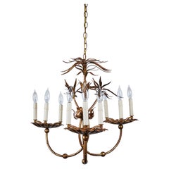 Vintage 3-Arm Faux Bamboo Hanging Chandelier