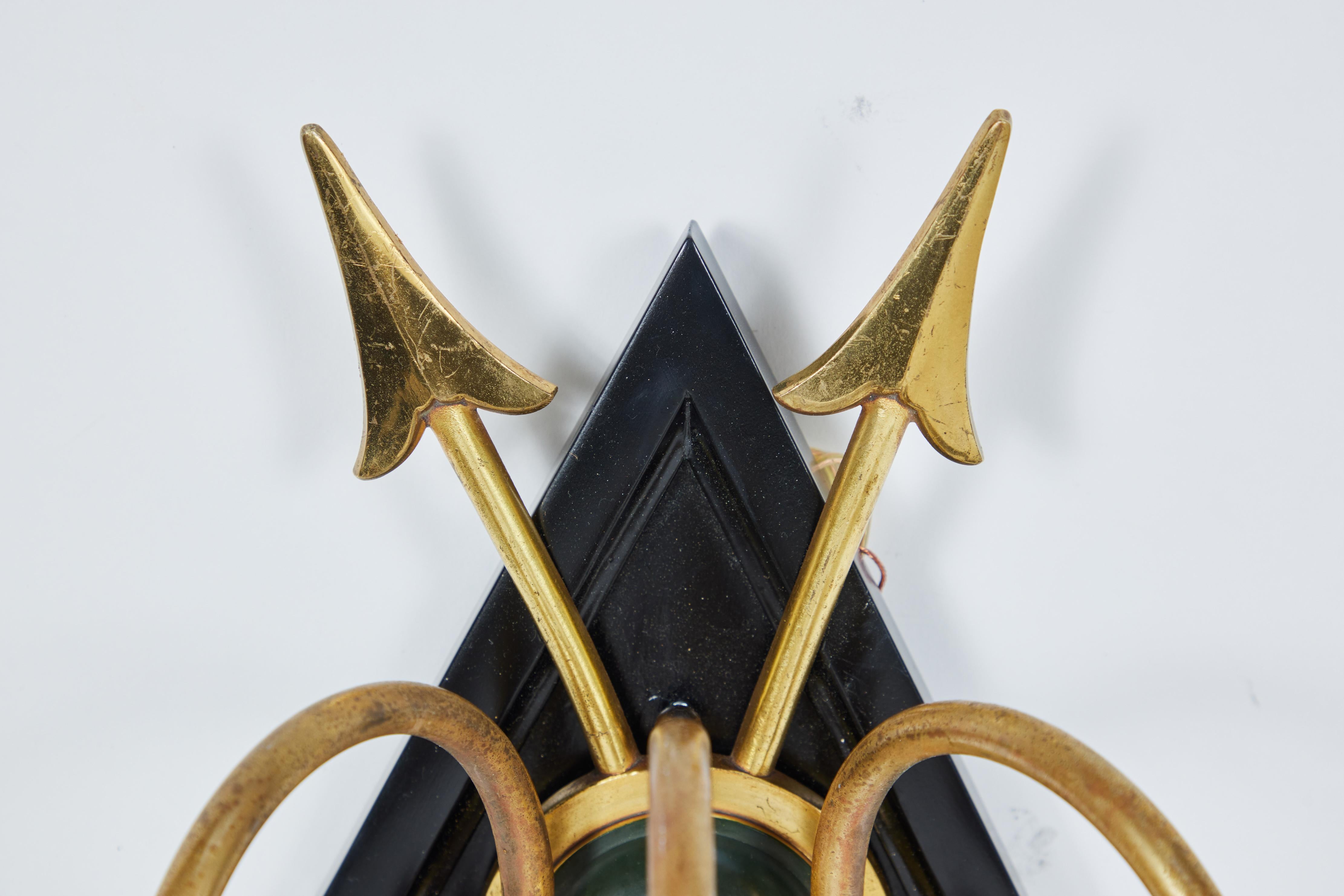 20th Century Vintage 3 Arm Sconce with Brass Arrow and Eagle Design For Sale
