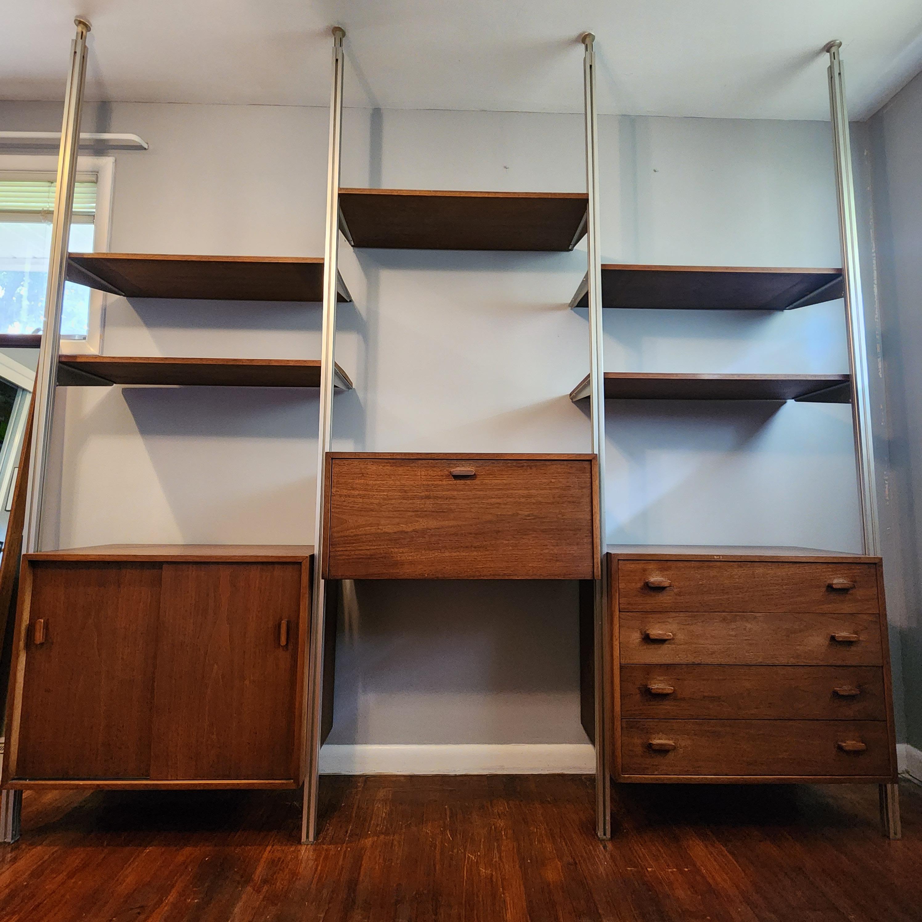 American Vintage 3 bay Omni Wall Unit by George Nelson For Sale