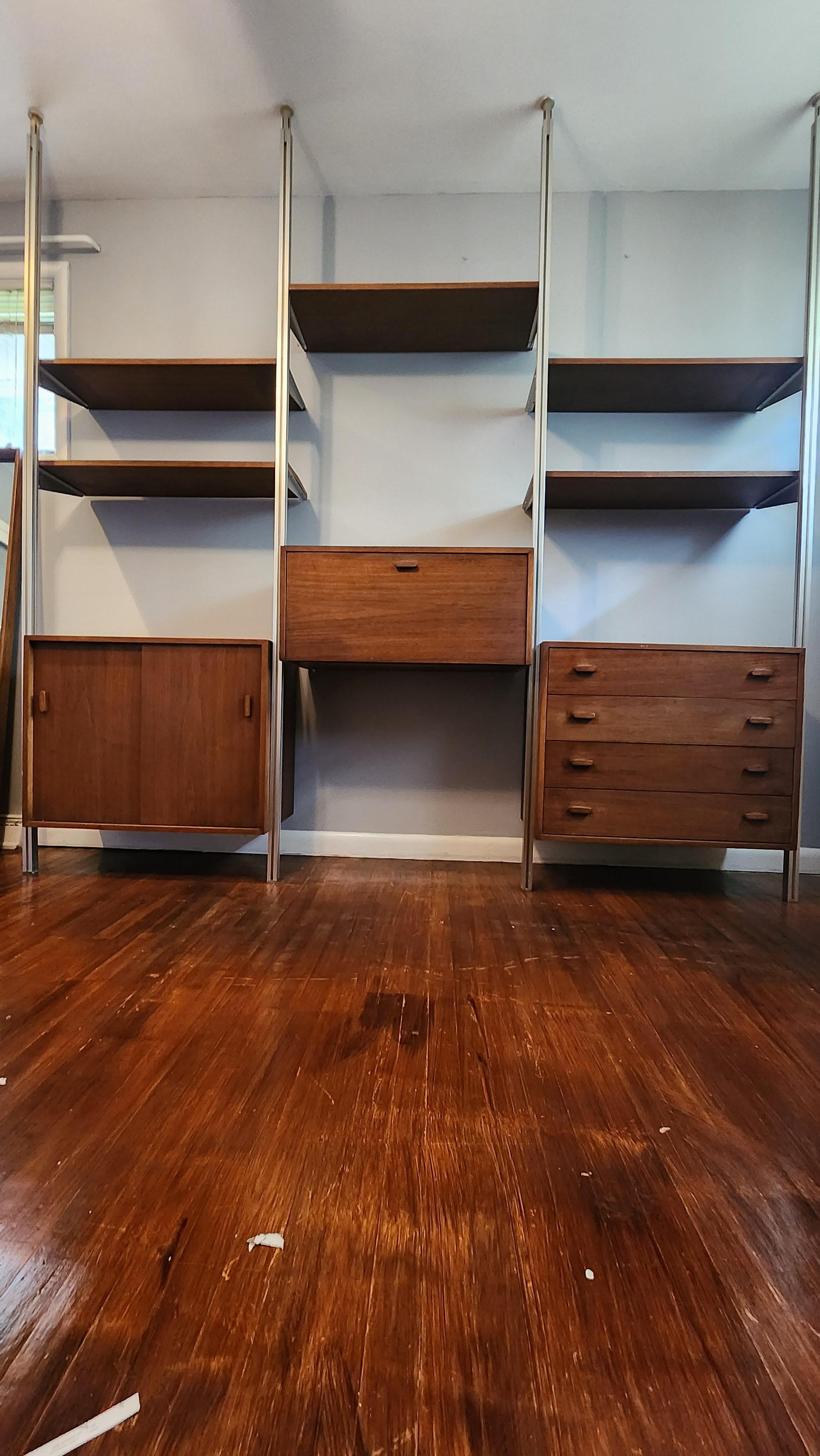 Mid-Century Modern Vintage 3 bay Omni Wall Unit by George Nelson For Sale