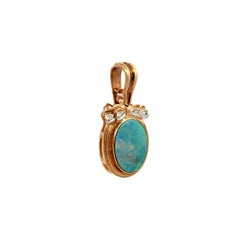 Ciondolo Boulder Opale e Diamante d'Oro Apribile Enhancer da 3 Carati Vintage By