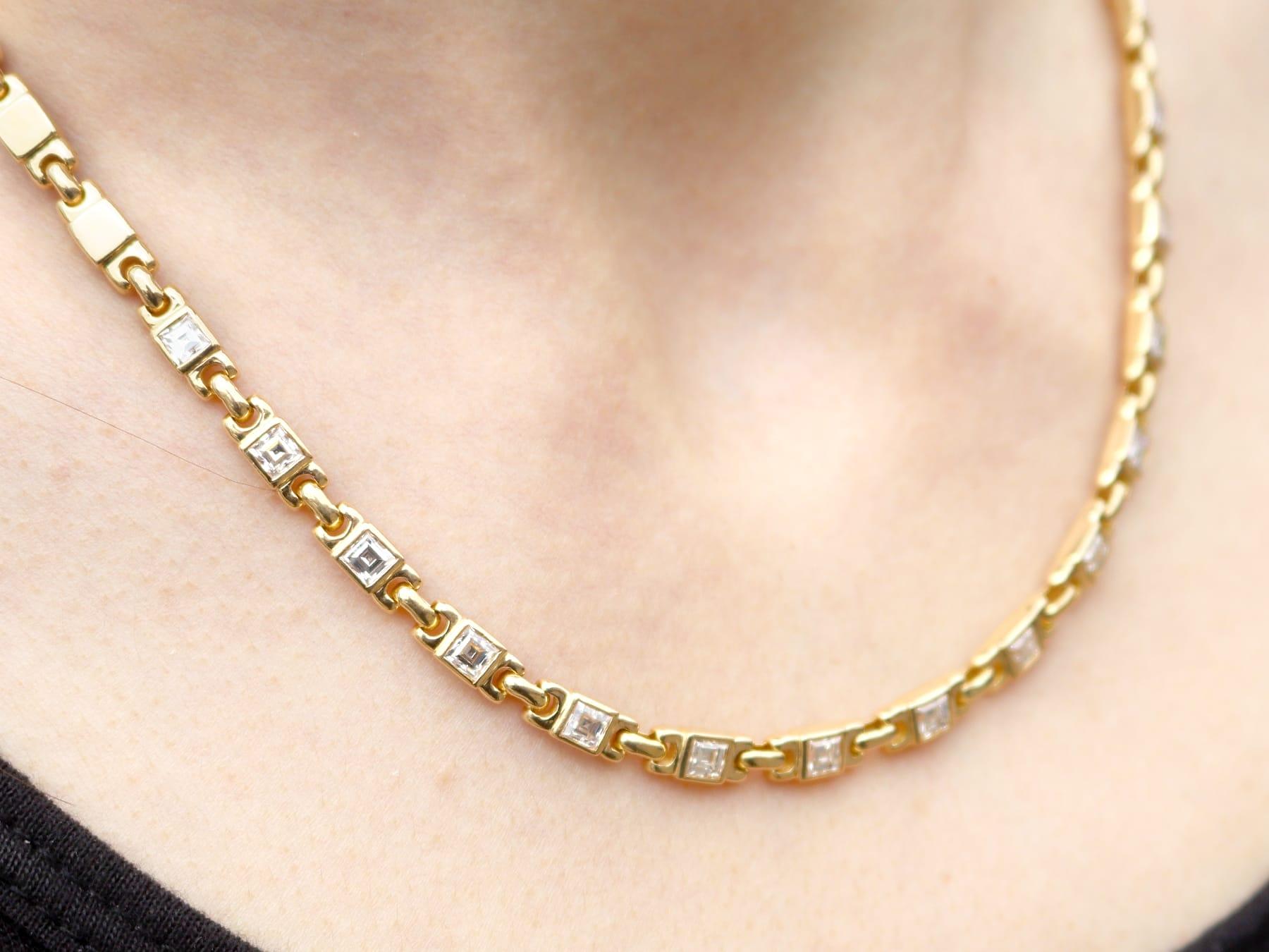 Vintage 3 Carat Diamond and 18K Yellow Gold Necklace For Sale 6
