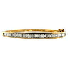 Pulsera brazalete vintage de diamantes de 3 quilates y oro amarillo de 14 quilates