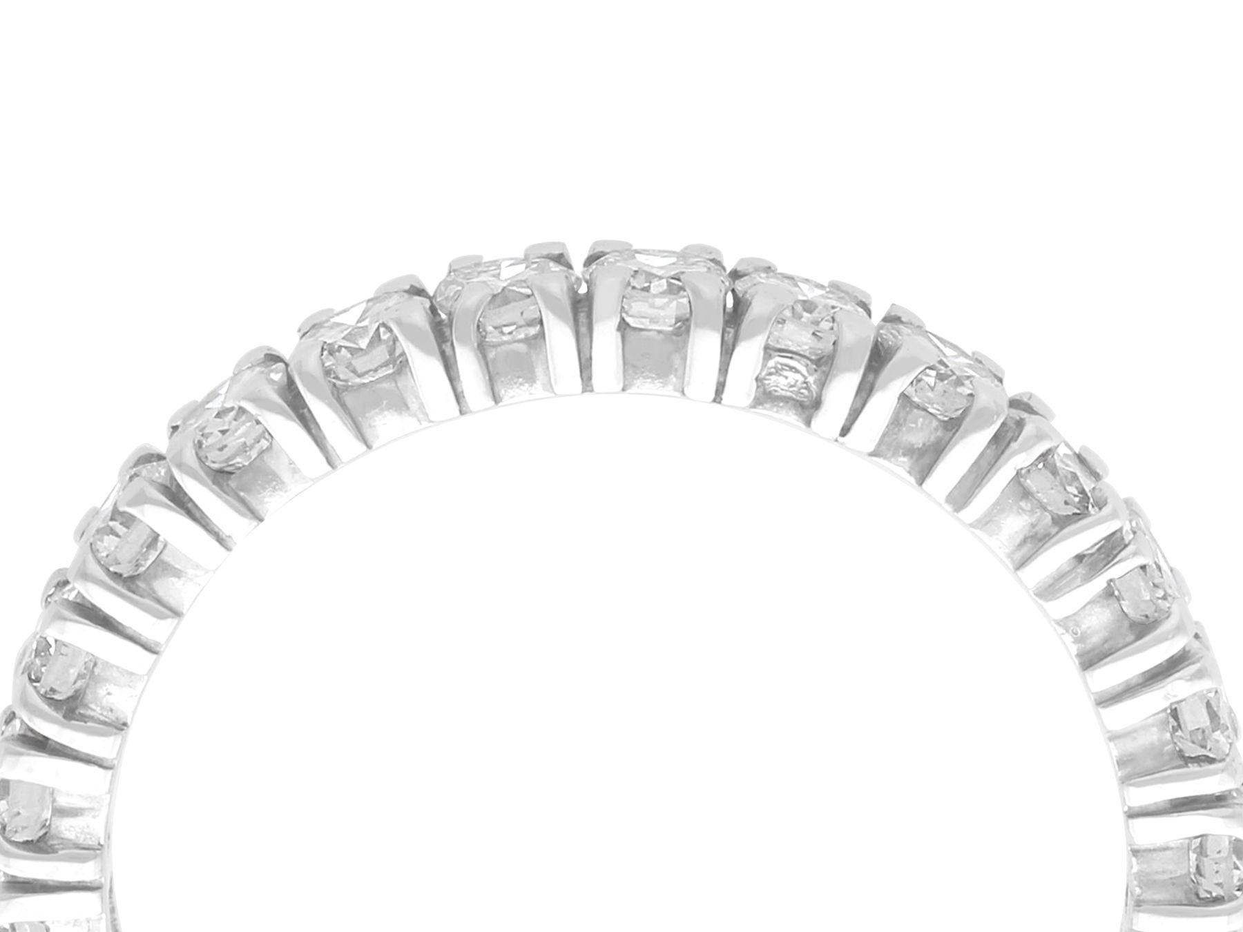 A stunning, fine and impressive vintage French 3 carat diamond and 18 karat white gold full eternity ring; part of our diverse diamond jewelry and estate jewelry collections

This stunning, fine and impressive diamond eternity band has been crafted