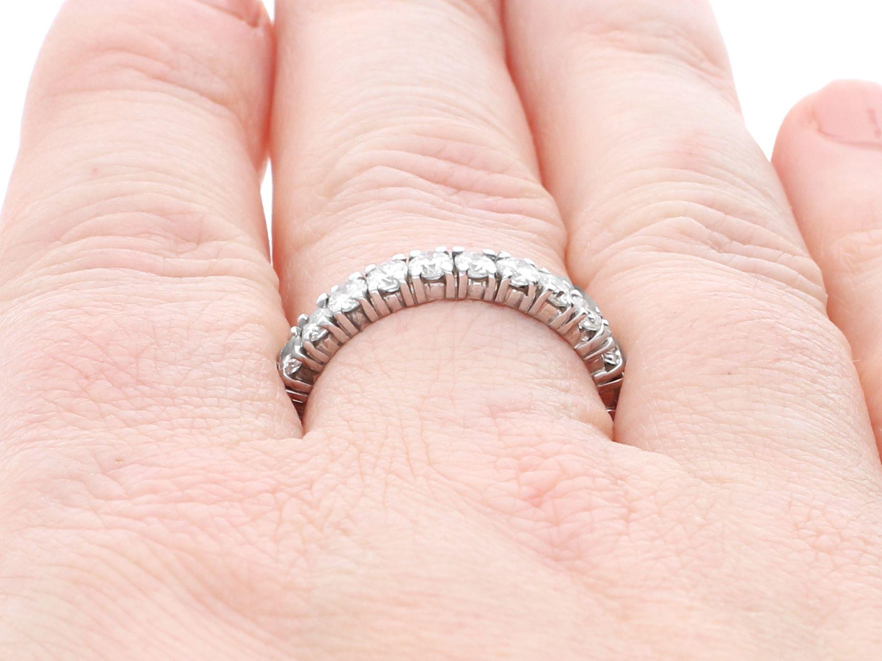 Vintage 3 Carat Diamond Eternity Ring in White Gold For Sale 1