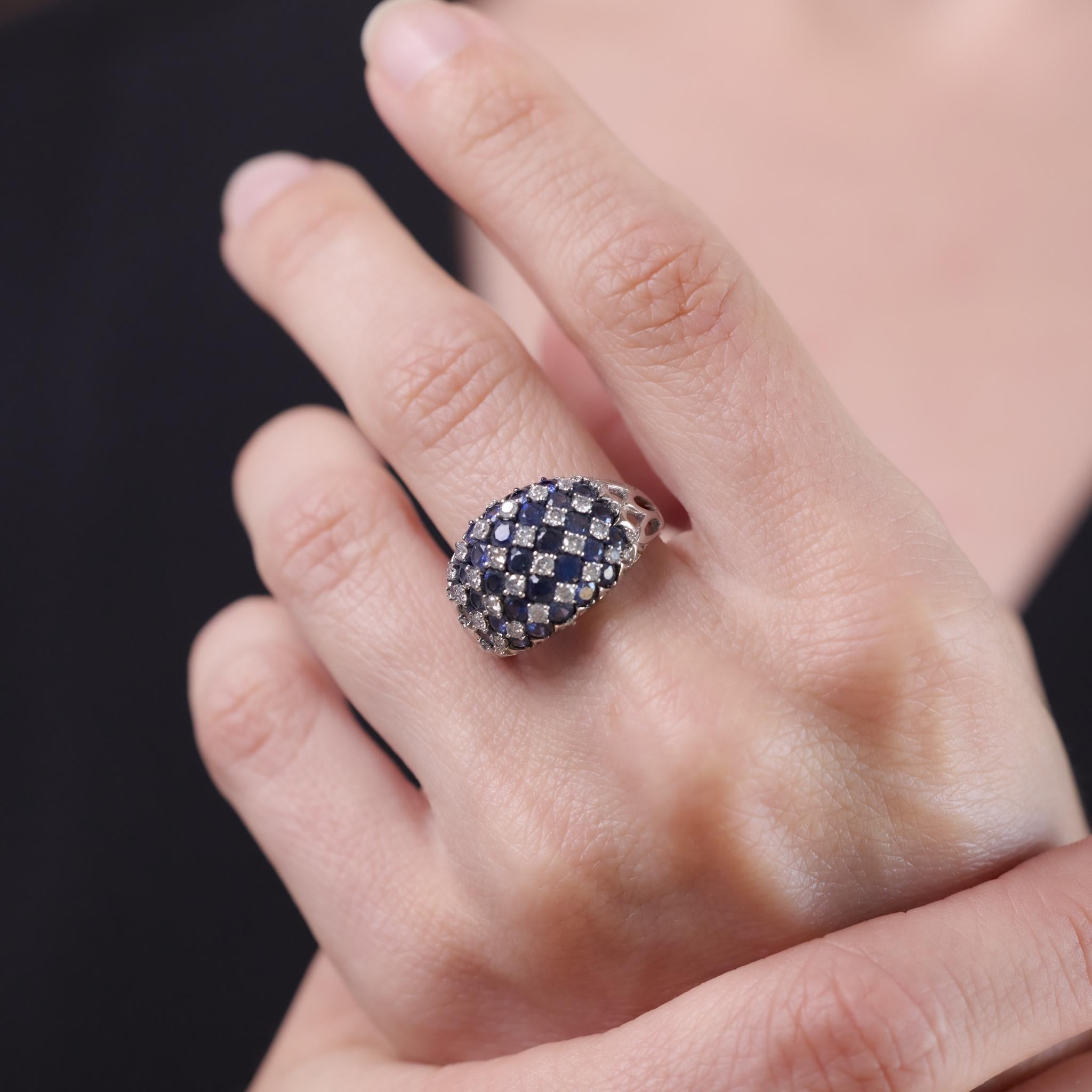 Vintage 3 carat sapphire diamond 14k white gold ring en Bueno estado para la venta en Beverly Hills, CA