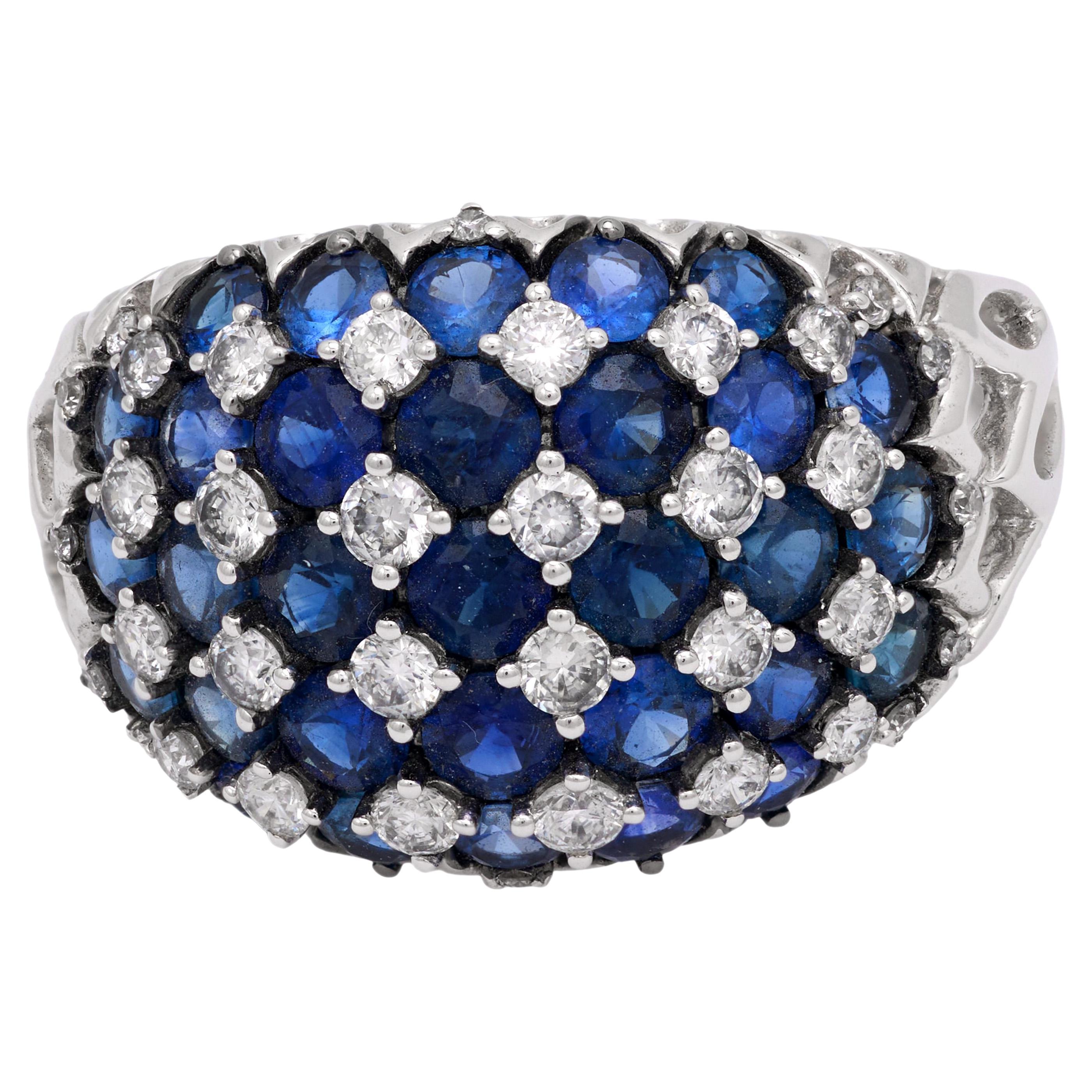 Vintage 3 carat sapphire diamond 14k white gold ring