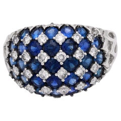 Vintage 3 carat sapphire diamond 14k white gold ring