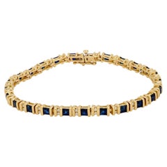 Vintage 3 carat sapphire diamond 14k yellow gold tennis bracelet
