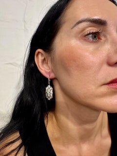 Vintage 3 Ct  Runder & prinzessinnenförmiger Diamant-Hängeohrring aus Platin