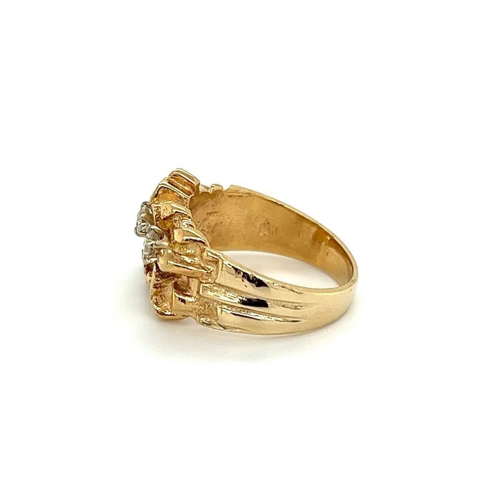 Modern Vintage 3 Diamond Gold Nugget Band Ring