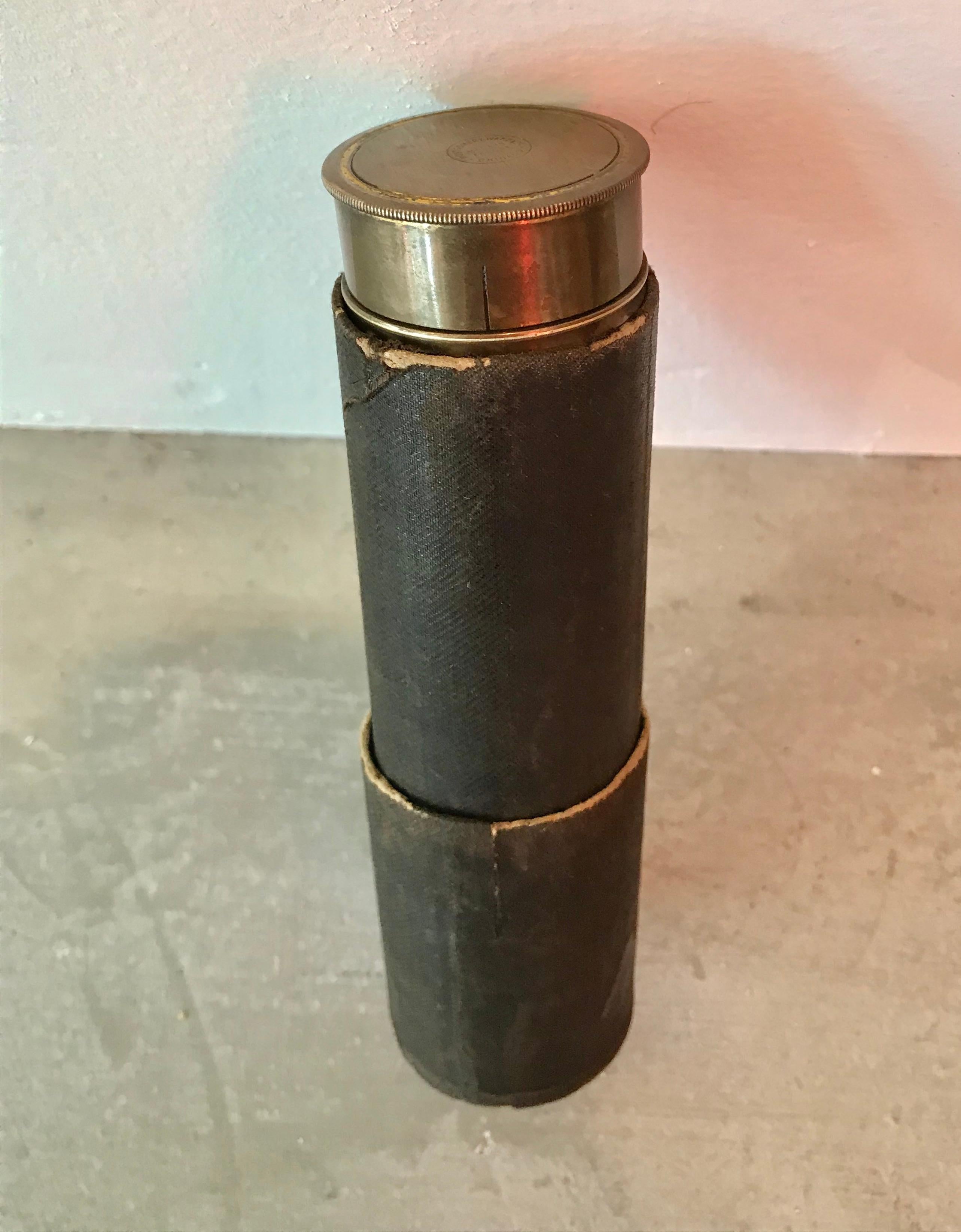 Vintage 3 Draw Brass and Leather Telescope 2