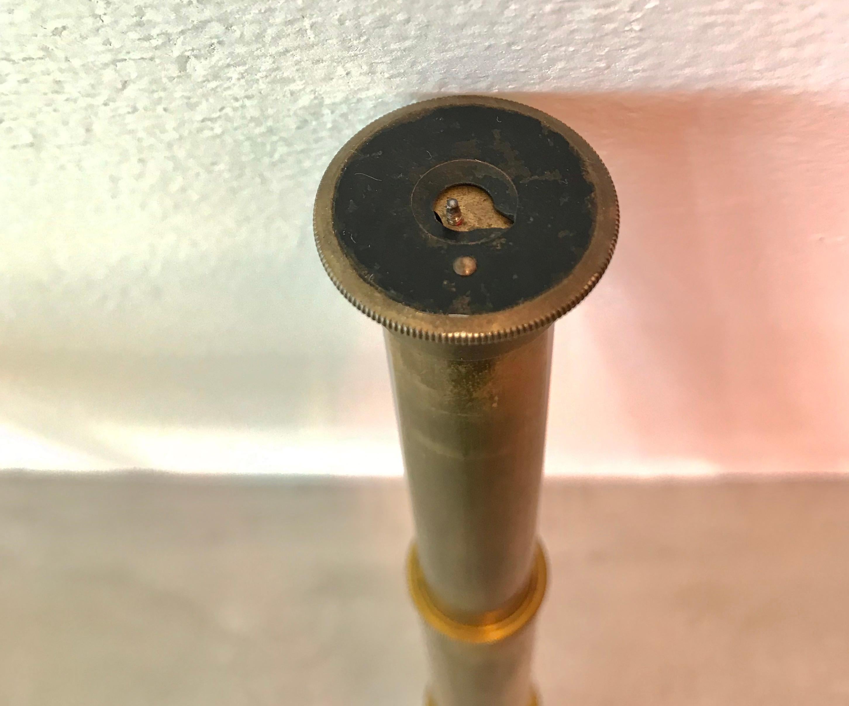 Vintage 3 Draw Brass and Leather Telescope In Good Condition In Los Angeles, CA