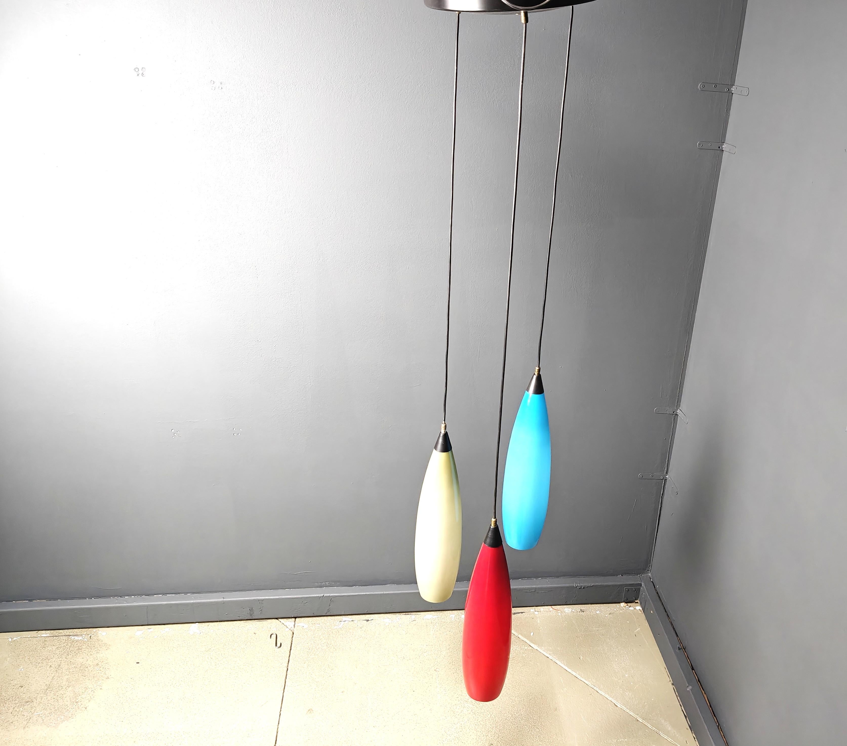 Vintage 3 glass pendant lights by Vistosi, 1970s For Sale 7