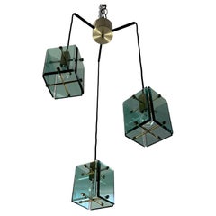 Vintage 3-light  Lustre attribué à Fontana Arte, années 1960